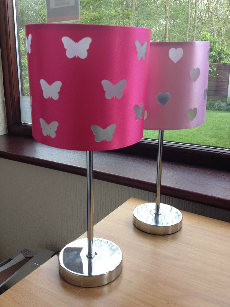 Girls Bedroom Table Lamp
 PINK GIRLS ROOM TABLE LAMP BUTTERFLY HEART LAMP GIRLS BED