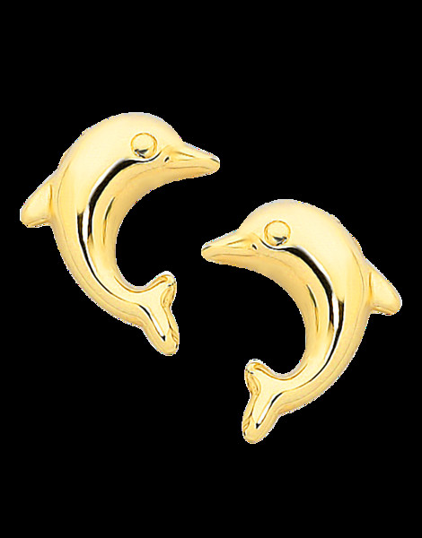 Gold Dolphin Earrings
 Gold Earrings 9ct Yellow Gold Dolphin Earrings