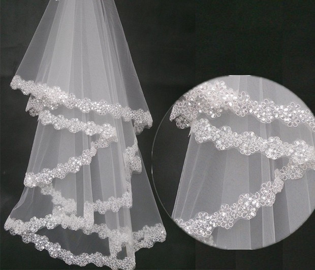 Ivory Wedding Veils For Sale
 Cheap 2017 Hot Sale Wedding Veil Beads Edge Bridal Veils