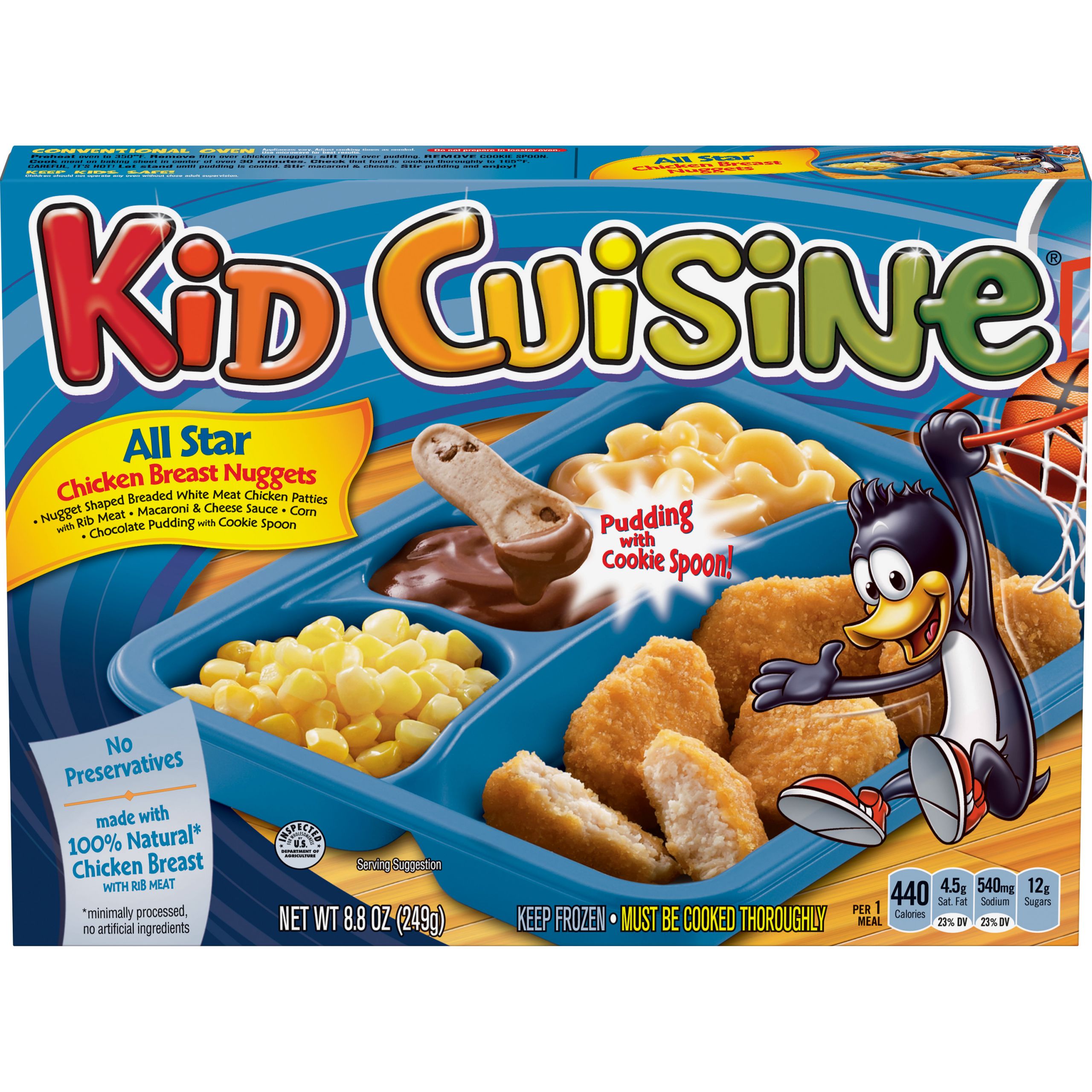 Kids Frozen Dinners
 KID CUISINE Bikini Bottom Chicken Breast Nug s Meal With