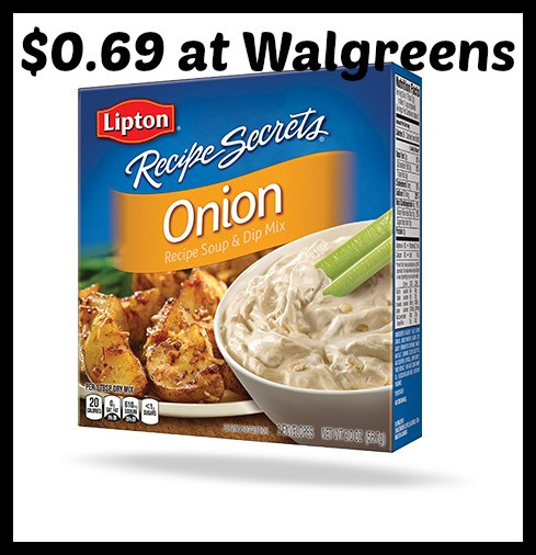 Lipton Onion Dip
 Walgreens Lipton ion Soup & Dip Mix only $0 69