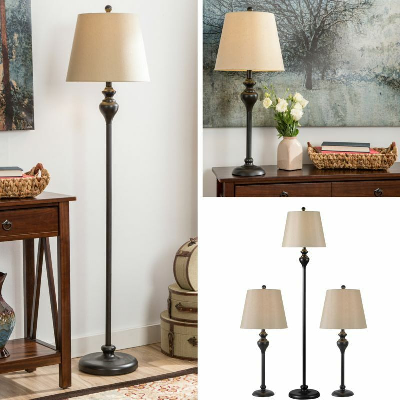 Living Room Lamp Shades
 Table Floor Lamp Set Vintage Bronze Contemporary Lamps