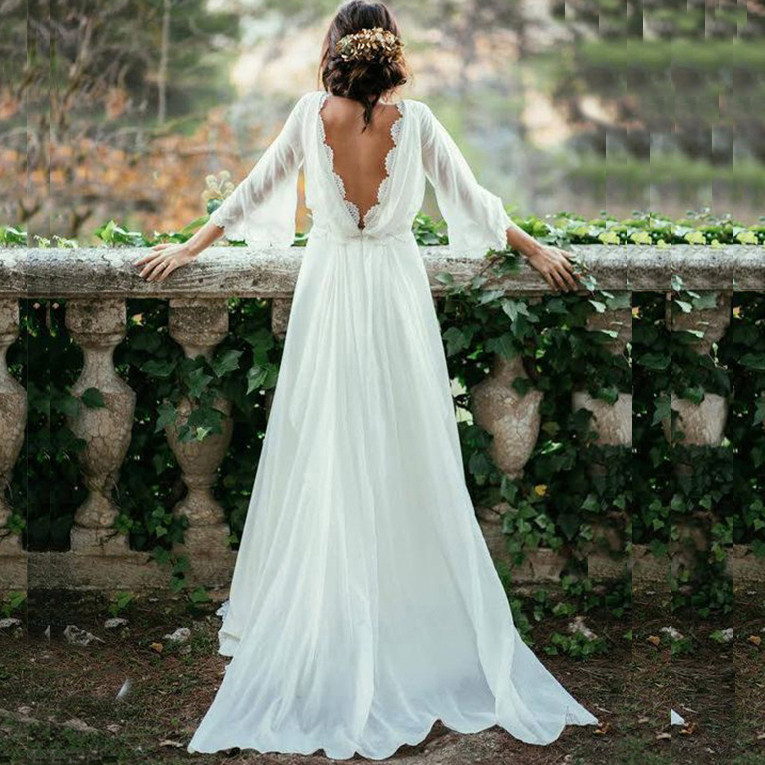 Long Sleeve Backless Wedding Dress
 y Ivory Lace Wedding Dresses Long Sleeve Backless