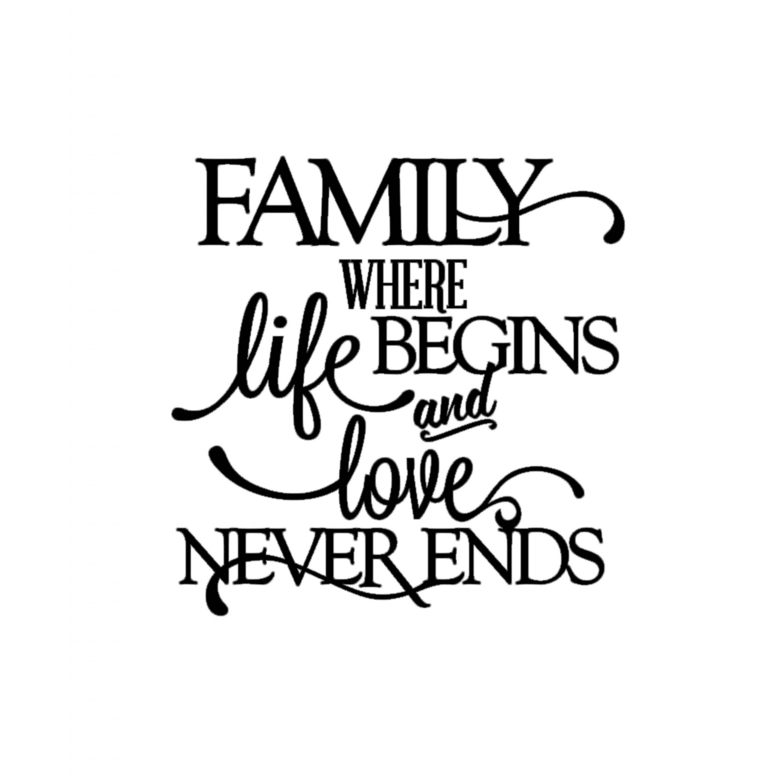 Love Family Quotes
 Family Where Life Begins and Love Never Ends Quote Decal