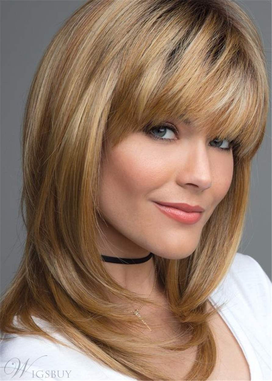 Medium Haircuts With Layers
 Layered Shag Hairstyle With Bangs Medium Synthetic Capless