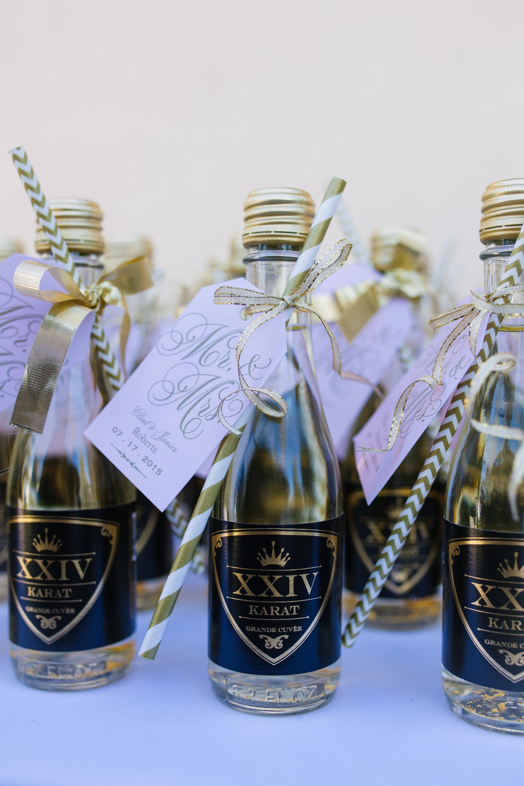 Mini Champagne Bottles Wedding Favors
 Pure Lavish Events Blush Wedding Luxury Wedding Outdoor