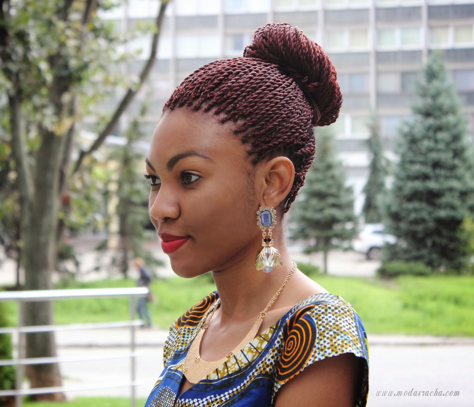Nigerian Braids Hairstyles
 Long ankara dress with front slit Modern African Dress