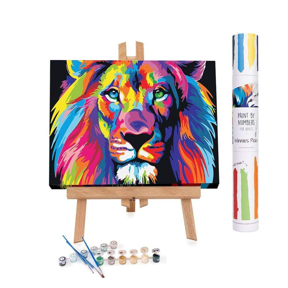 Paint For Adults
 Abstract Colorful Lion Paint by Numbers Kit for Adults