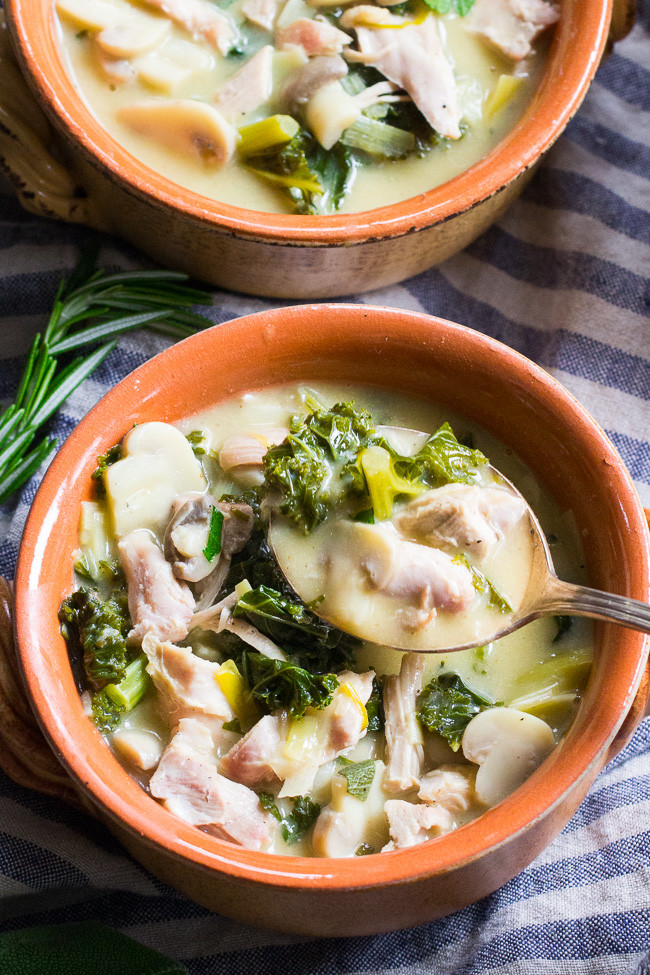 Paleo Cream Of Chicken Soup
 Creamy Paleo Chicken Soup with Mushrooms and Kale Whole30