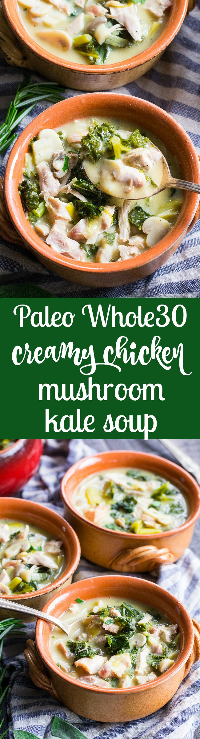 Paleo Cream Of Chicken Soup
 Creamy Paleo Chicken Soup with Mushrooms and Kale Whole30