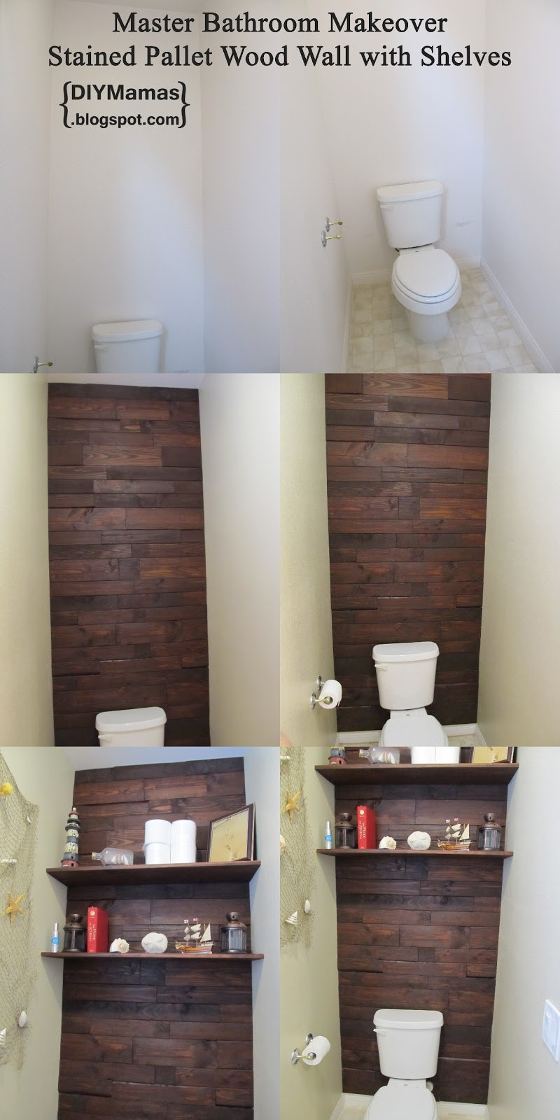 Pallet Wall Bathroom
 DIY Mamas Master Bathroom Makeover Stained Pallet Wood