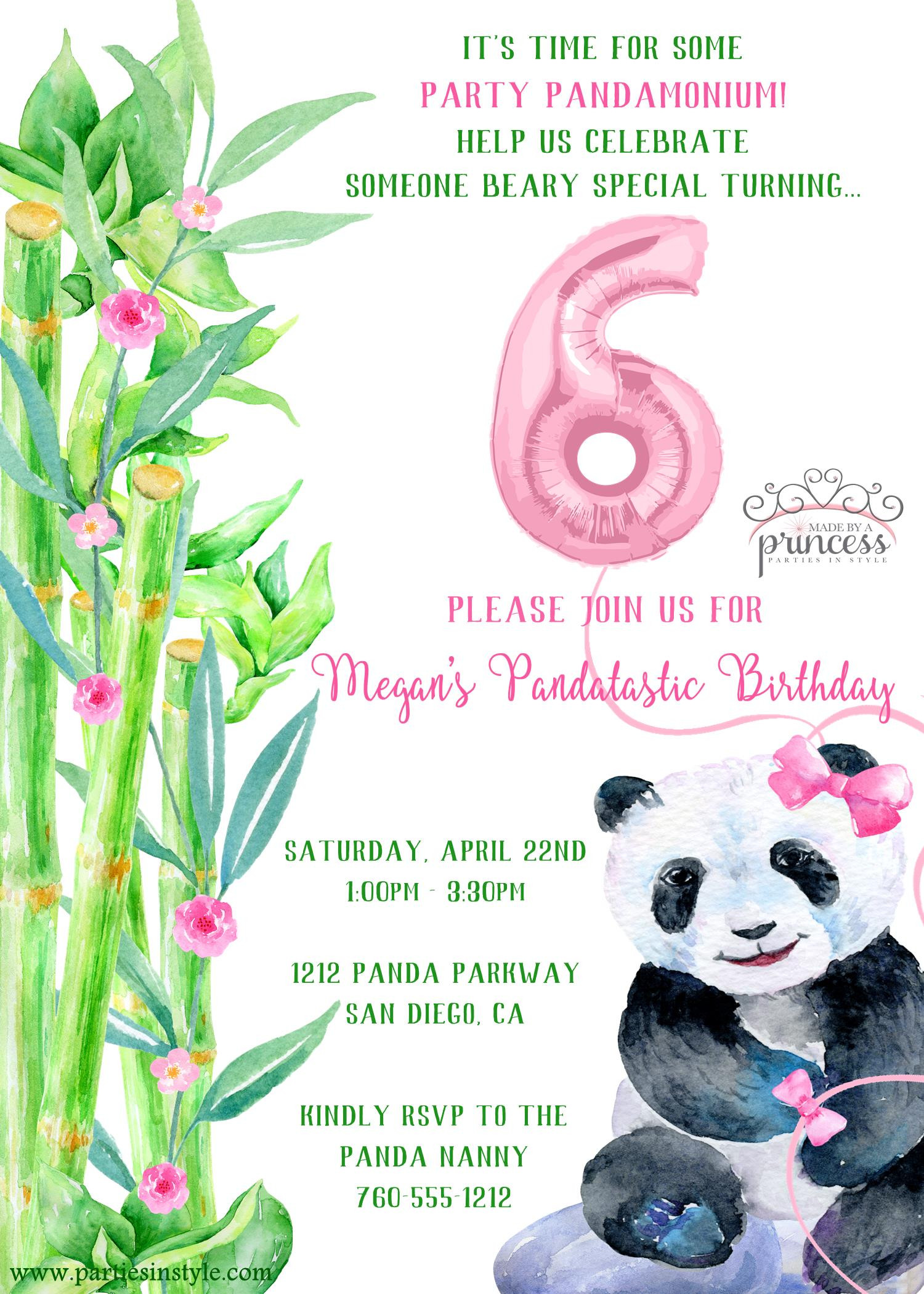 Panda Birthday Invitations
 Panda Party Printable Invitation