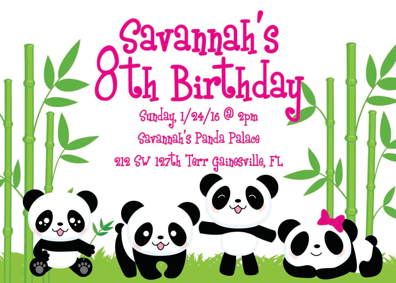 Panda Birthday Invitations
 Panda Party Birthday Invitation