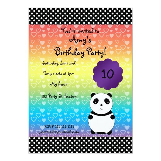 Panda Birthday Invitations
 Cute panda bear birthday invitation