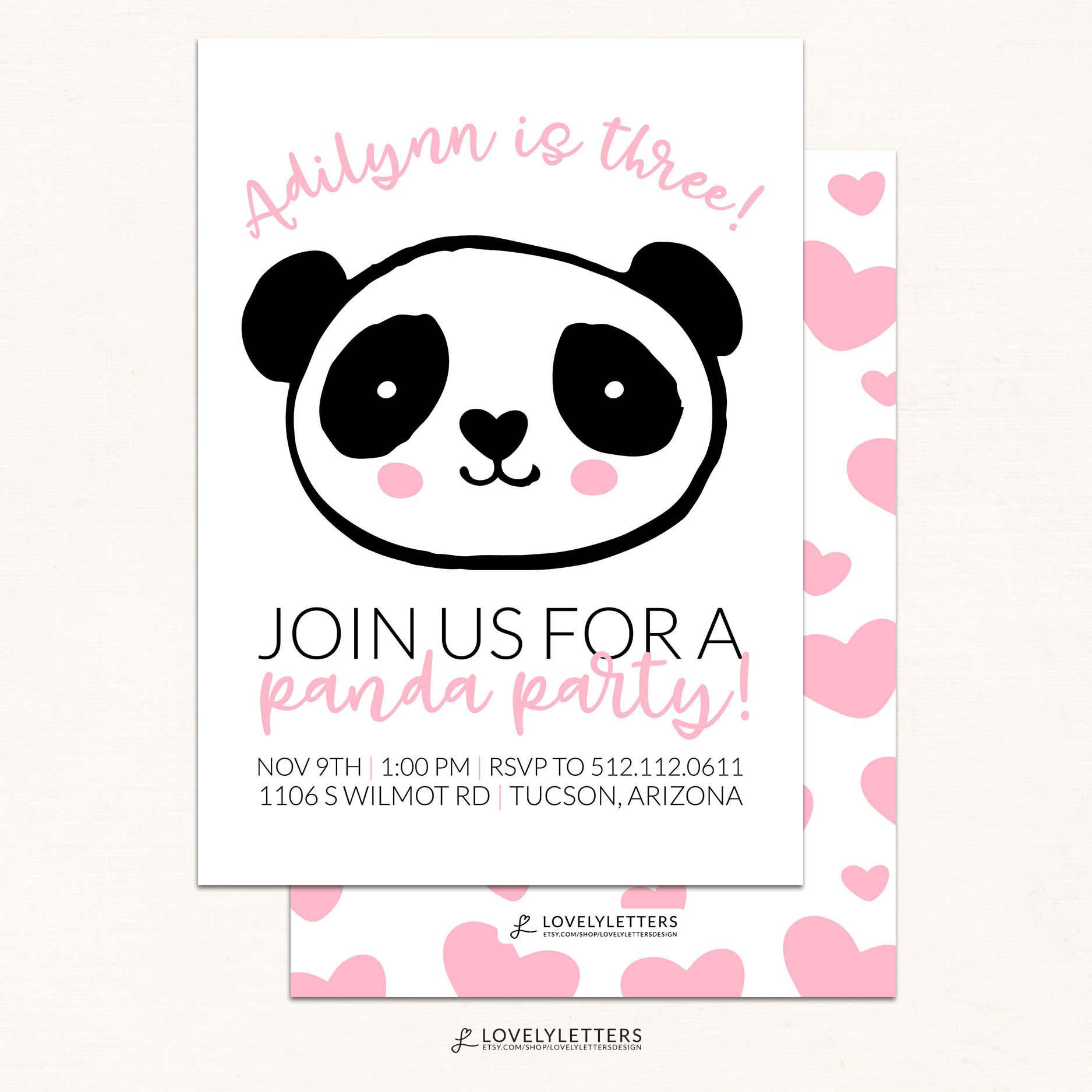 Panda Birthday Invitations
 Panda Birthday Invitation DIGITAL Panda Party
