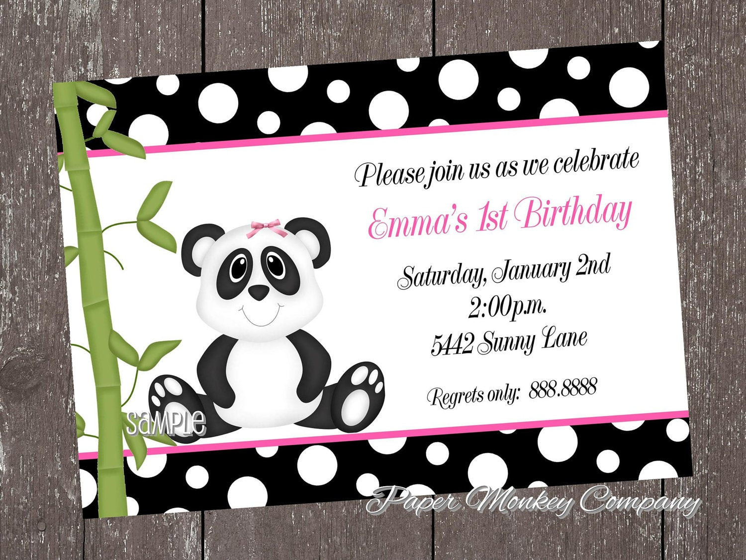 Panda Birthday Invitations
 Panda Bear Birthday Invitations for boy or girl