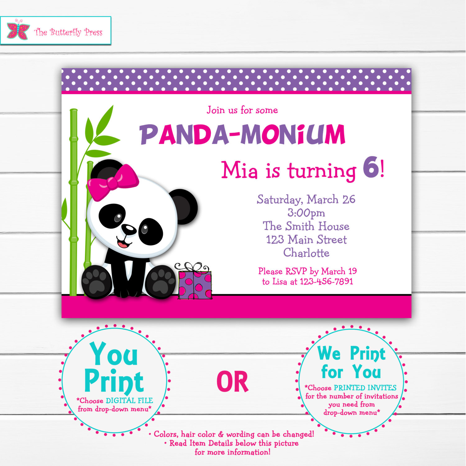Panda Birthday Invitations
 Girls Panda Birthday Party Invitation Panda Bear Birthday