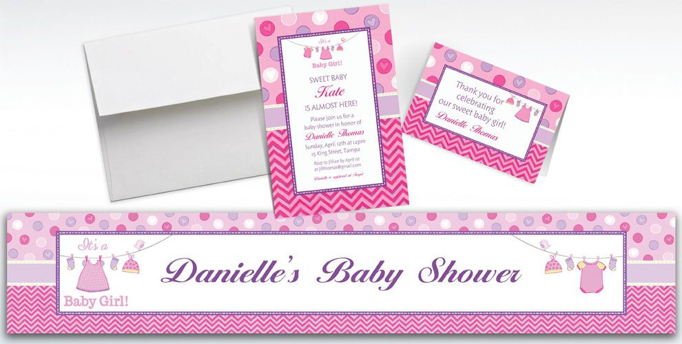 Party City Custom Baby Shower Invitations
 Custom Shower with Love Girl Baby Shower Invitations