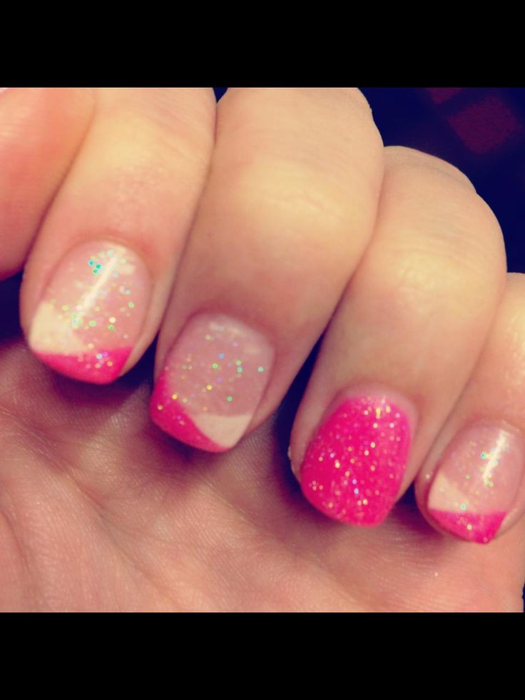 Pink And White Glitter Nails
 Pink and white glitter nails Nail Art