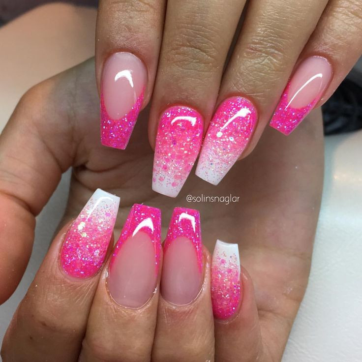 Pink And White Glitter Nails
 Pink and White Glitter Ombre Nailz