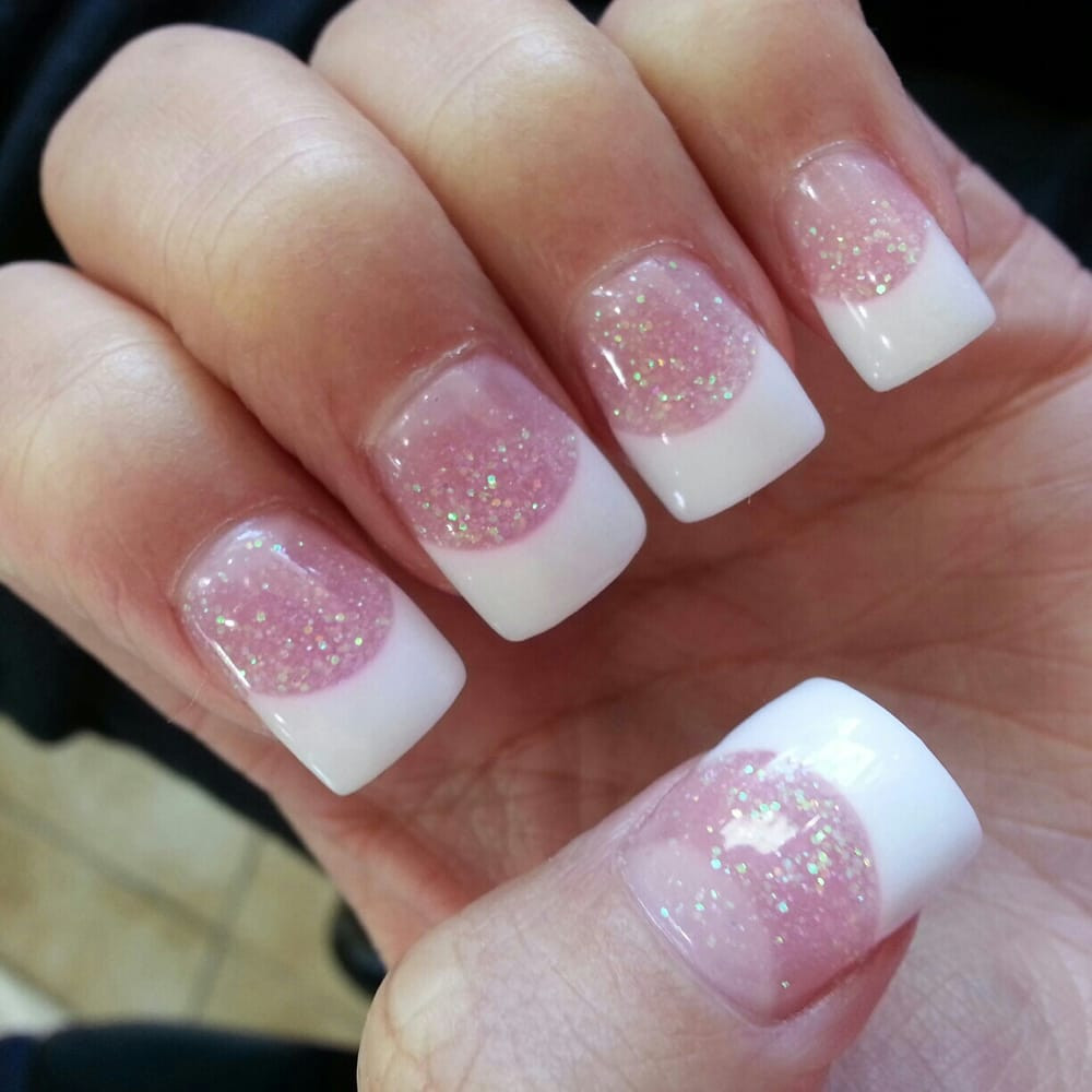 Pink And White Glitter Nails
 Glitter pink & white by Linh Yelp