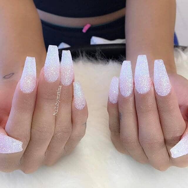 Pink And White Glitter Nails
 Ombre Pink And White Glitter Nails NailsTip