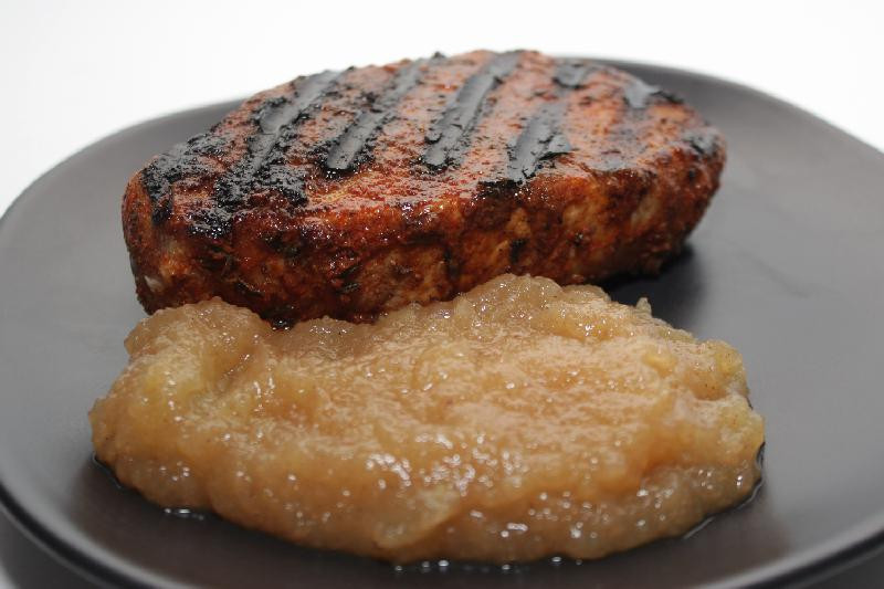 Pork Chops And Apple Sauce
 Vanilla Brined Pork Chops with Honeycrisp Applesauce for