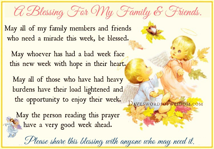 Prayer Quotes For Family And Friends
 Daveswordsofwisdom A Blessing for my Family & Friends
