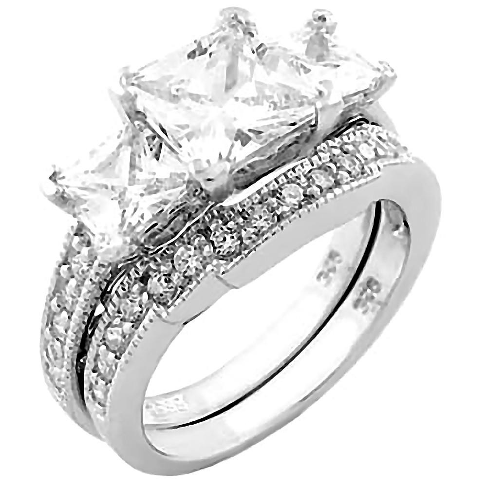 Princess Cut Wedding Ring
 Shekira 3 9ct Princess Cut 3 Stone Russian Ice CZ Wedding