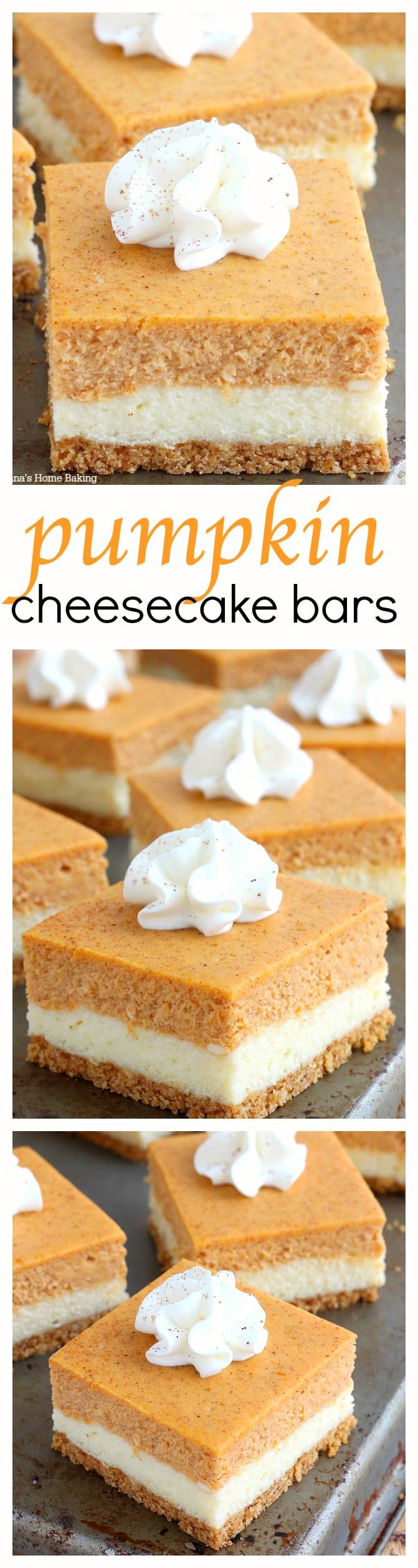 Pumpkin Pie Cheesecake Bars
 Pumpkin cheesecake bars recipe