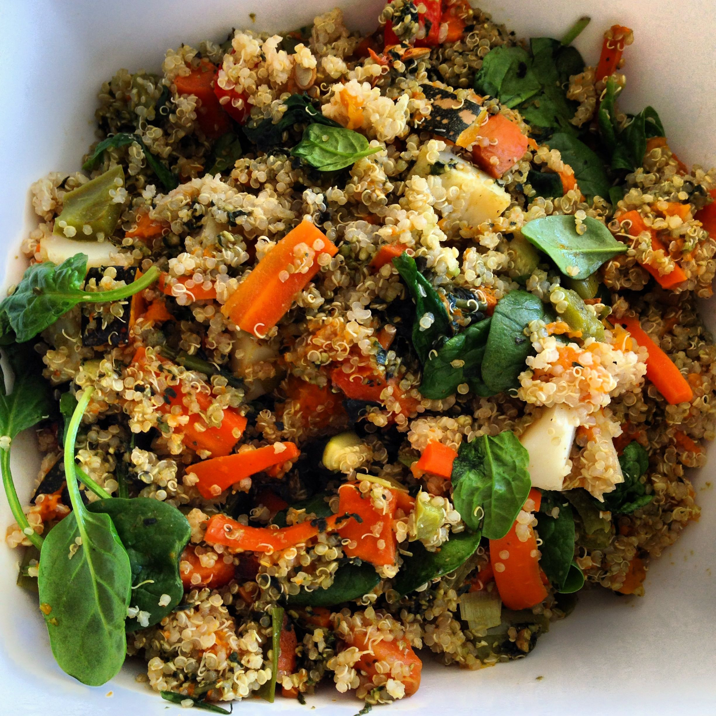 Quinoa With Roasted Vegetables
 Roasted ve able quinoa salad with pesto