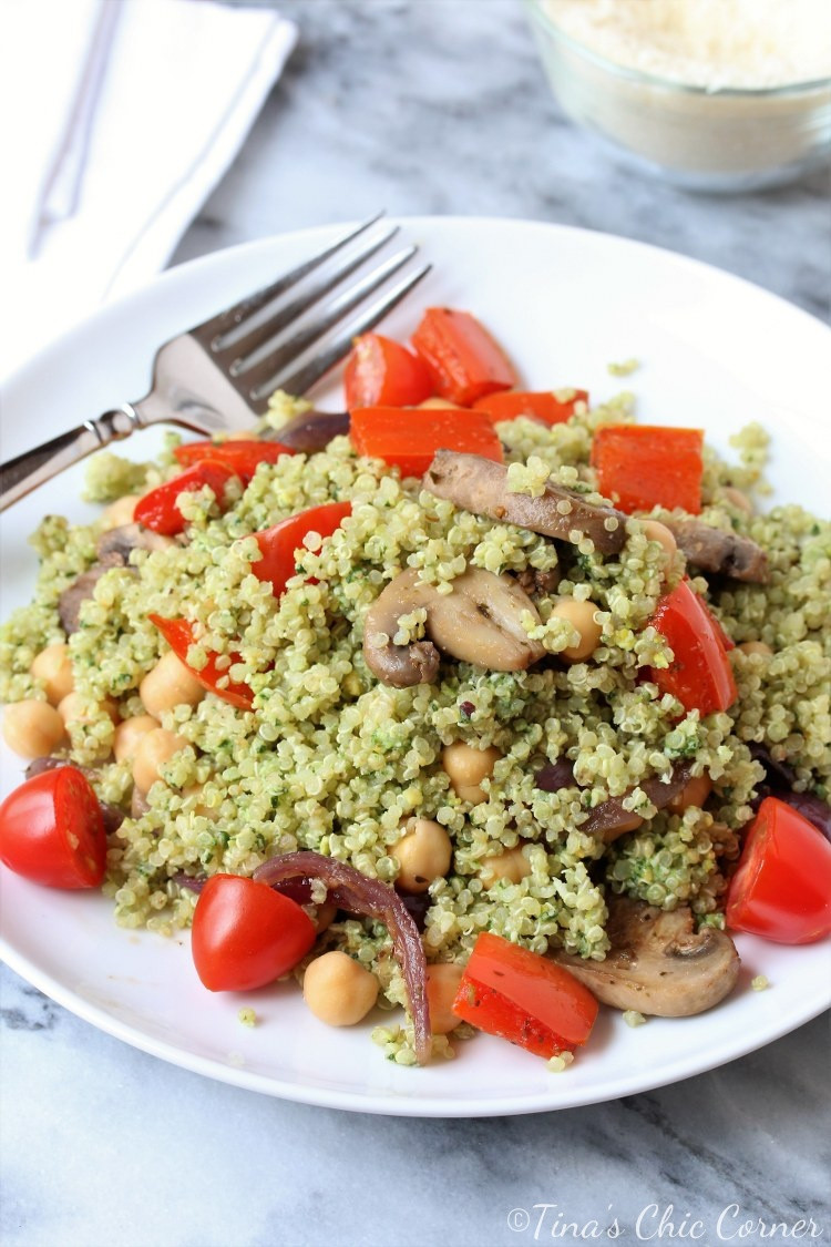 Quinoa With Roasted Vegetables
 Pesto Quinoa with Roasted Ve ables and Chickpeas – Tina