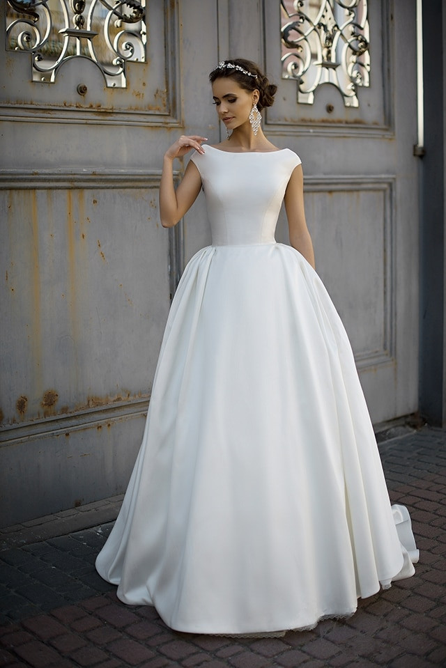 Sample Wedding Gowns
 Real Sample Wedding Dresses Cap Sleeve Satin White Ivory
