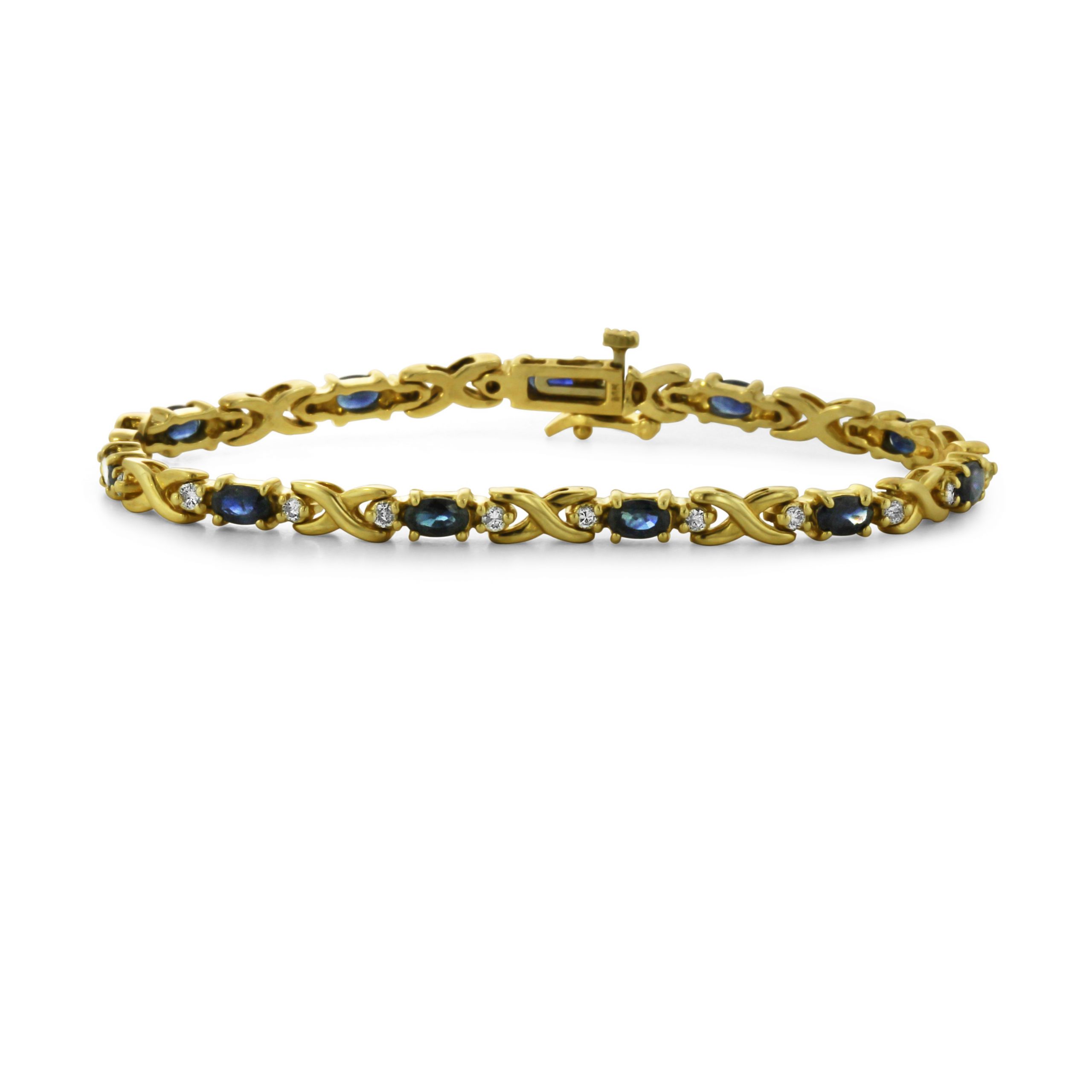 Sapphire And Diamond Bracelet
 Oval Sapphire and Diamond Bracelet in 14K Yellow Gold 1 35ct