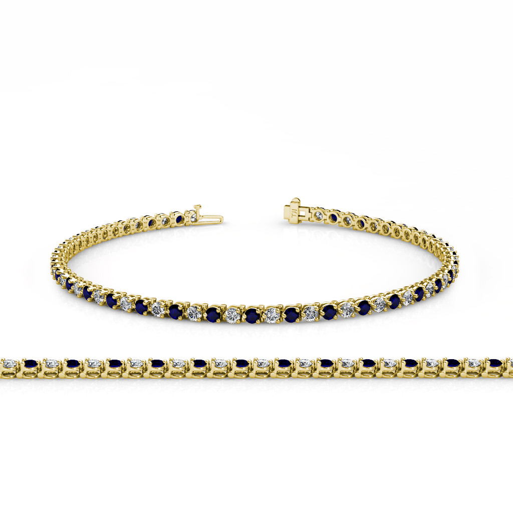 Sapphire And Diamond Bracelet
 Blue Sapphire and Diamond 3 Prong Tennis Bracelet 3 25 ct