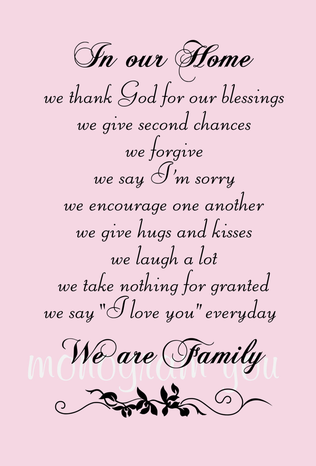 Second Family Quotes
 Family Wall Decal Quote In Our Home we thank God for our