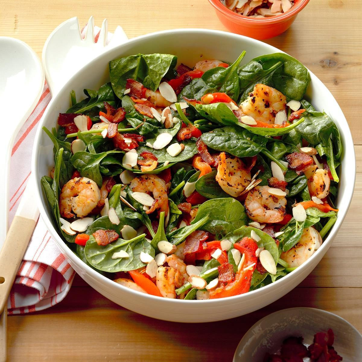 Shrimp Spinach Salad
 Shrimp and Spinach Salad with Hot Bacon Dressing Recipe