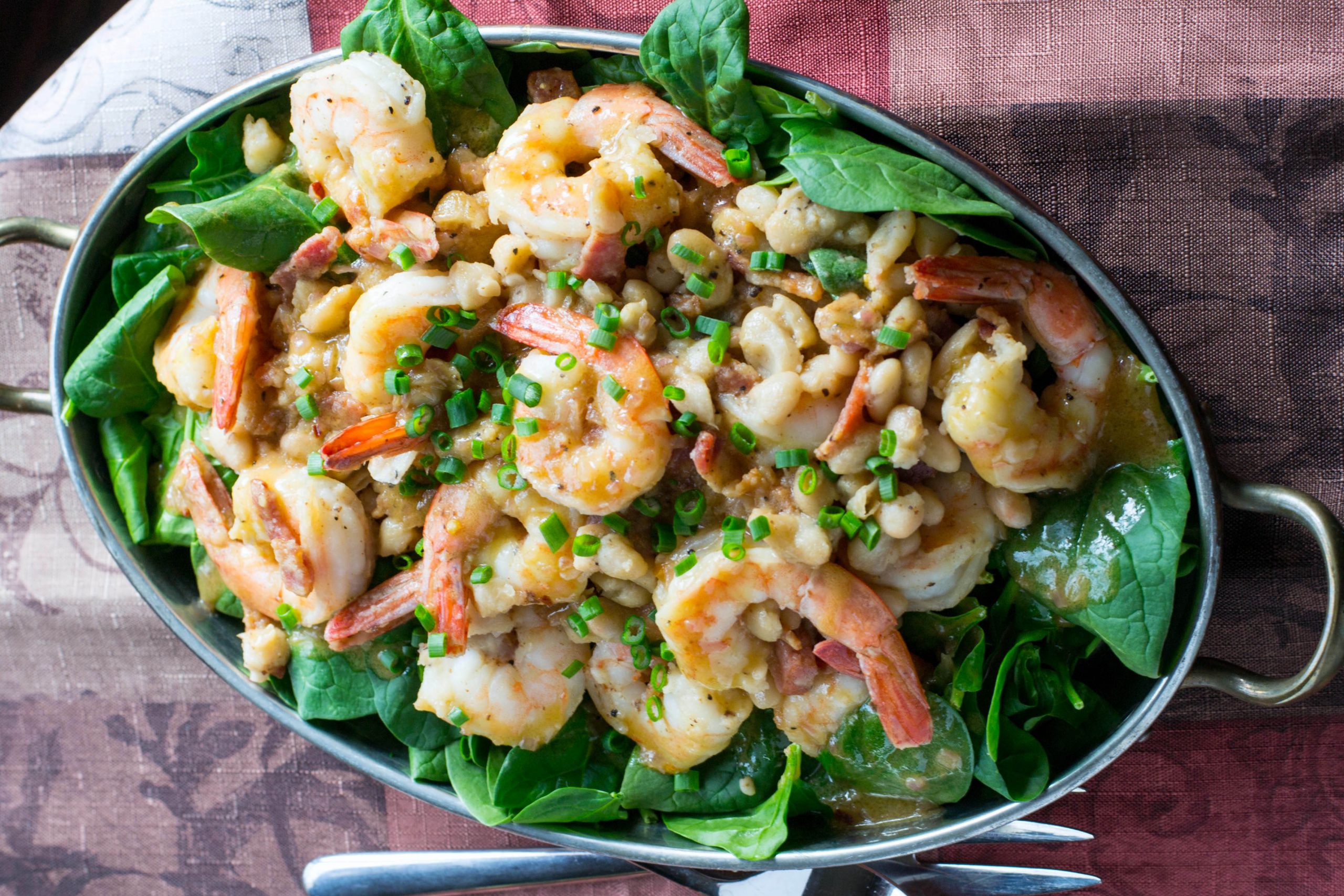 Shrimp Spinach Salad
 Warm Shrimp White Bean Spinach Salad What the Forks for