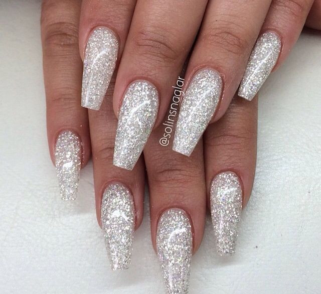 Silver Glitter Acrylic Nails
 The 25 best Silver acrylic nails ideas on Pinterest