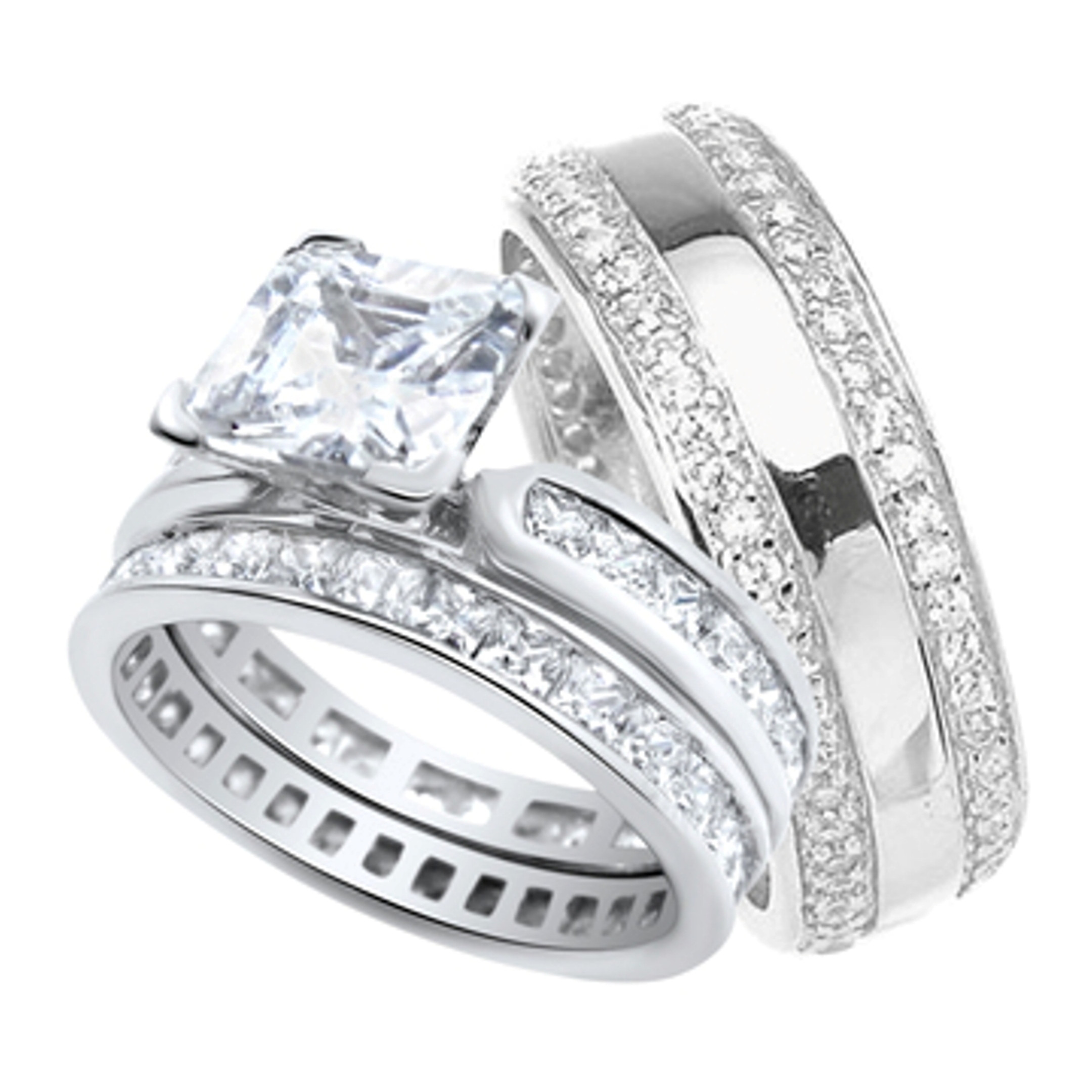 Silver Wedding Rings For Him
 His and Hers Wedding Ring Set Matching Sterling Silver