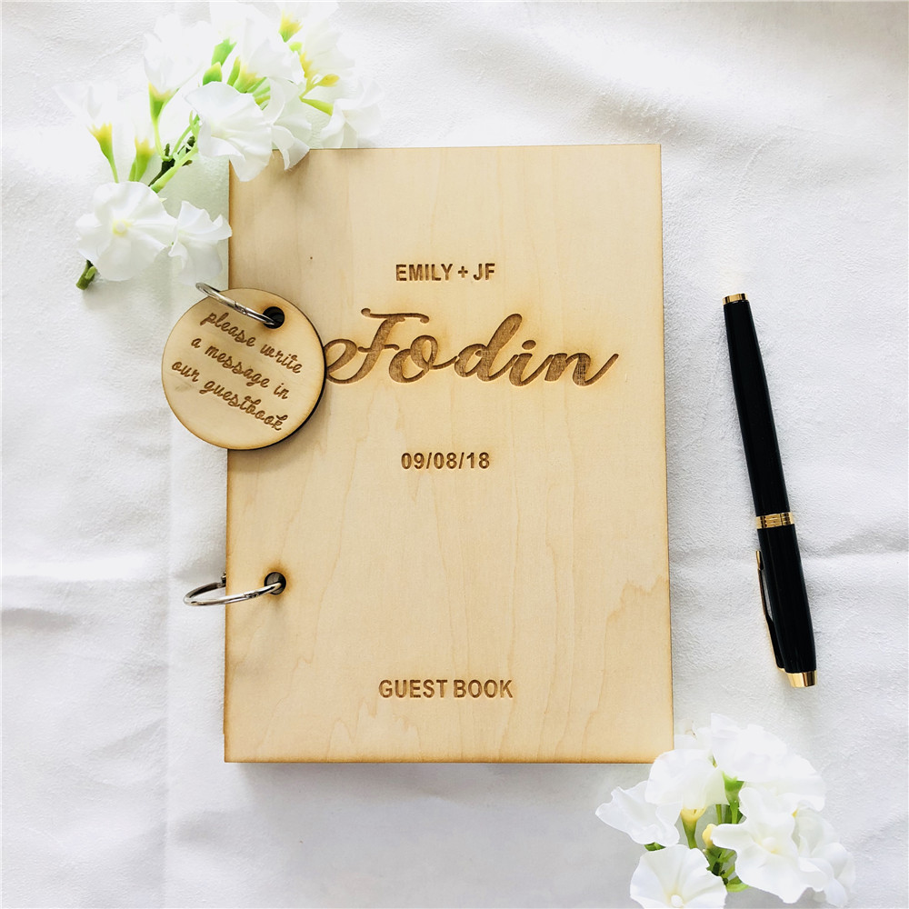 Simple Wedding Guest Book
 Wood Album Minimal Guestbook Wedding Guest Book Simple