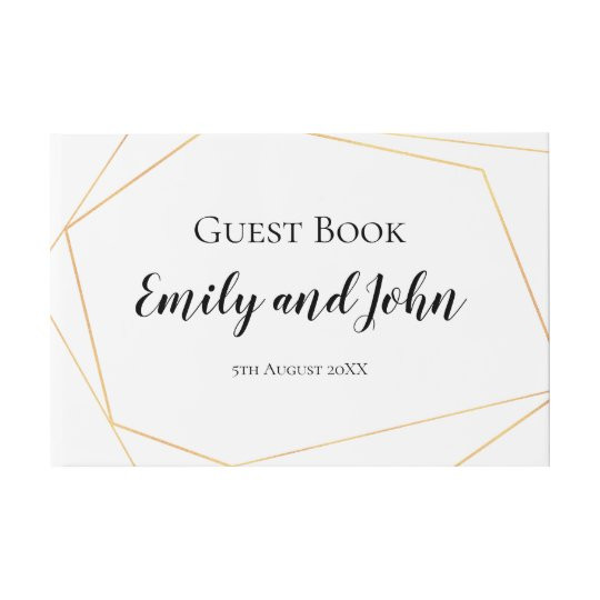 Simple Wedding Guest Book
 Simple Gold Geometric Lines Wedding Guest Book