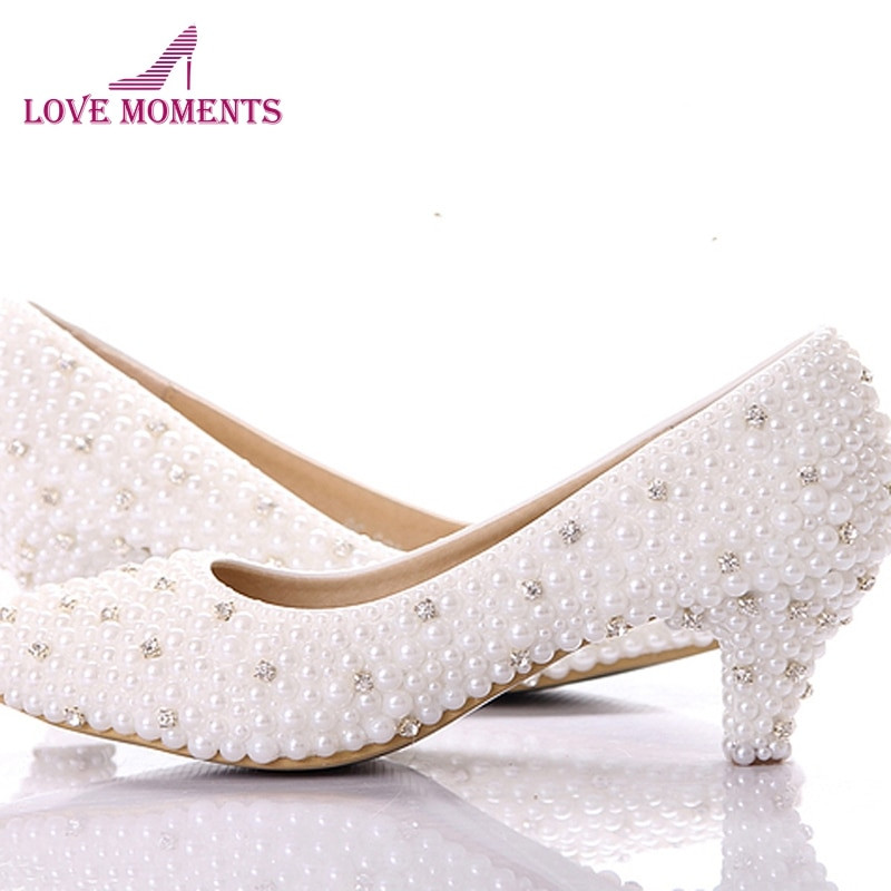 Small Heel Wedding Shoes
 Custom make large size small heel bridal wedding shoes