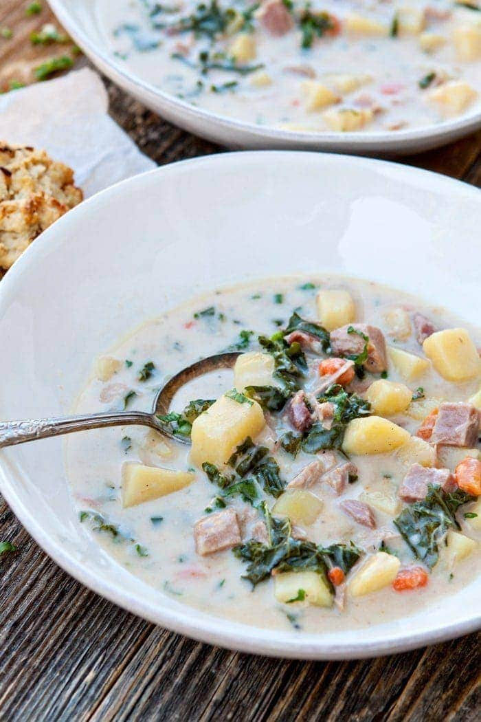 Soup Recipes With Ham
 Slow Cooker Ham Soup with Potatoes and Kale