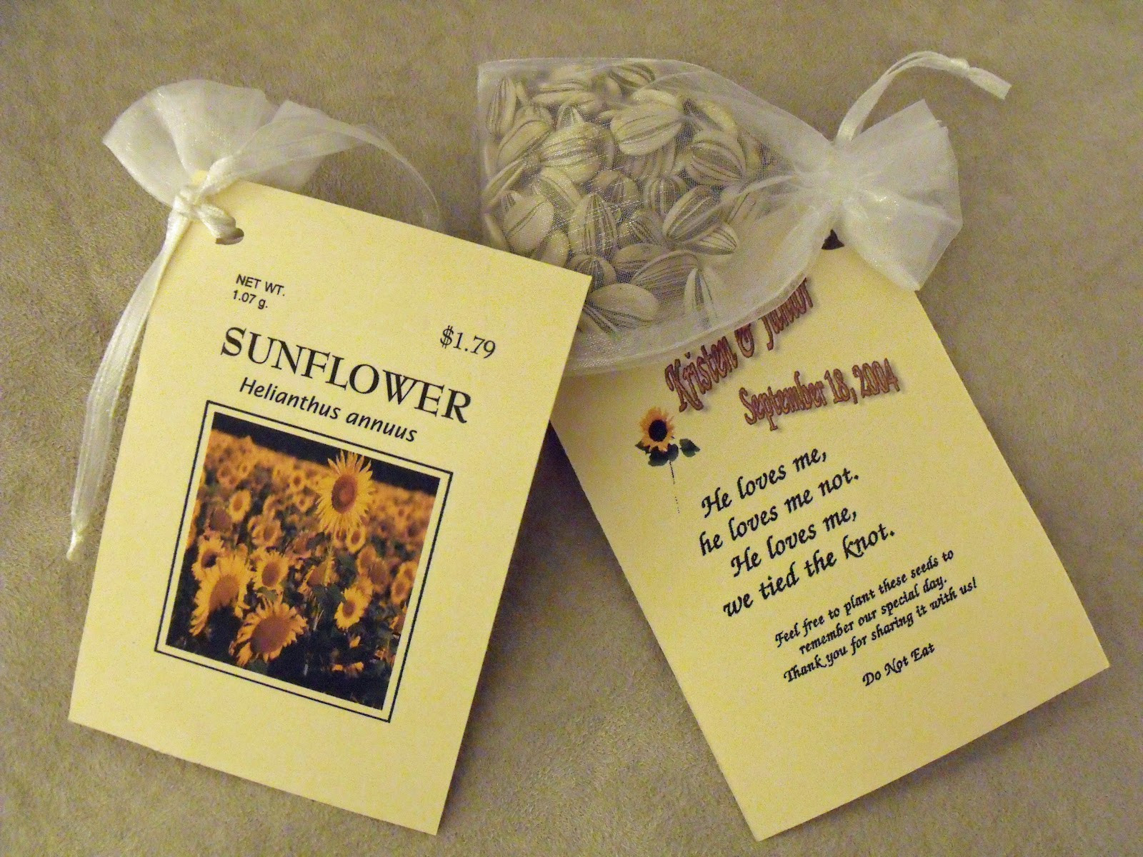 Sunflower Wedding Favors
 A Few My Favorite Things Sunflower Seed "Packet