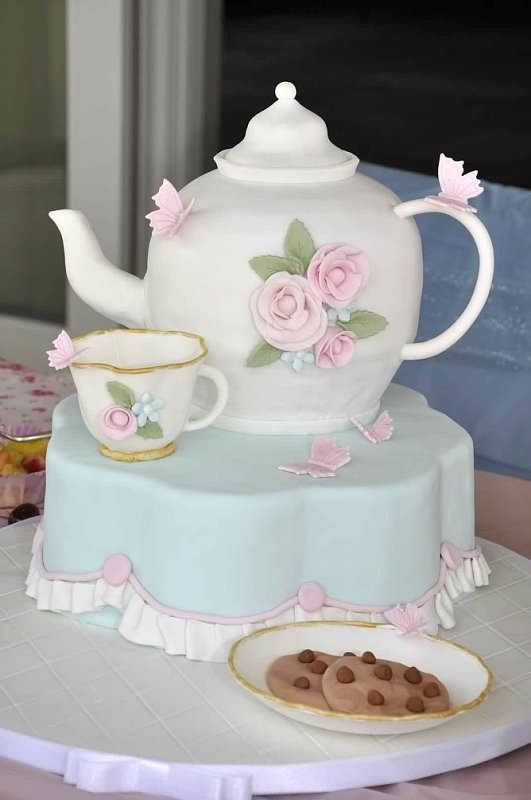 Tea Party Birthday Cake Ideas
 357 best Tea Cups and Tea Pot Cakes images on Pinterest