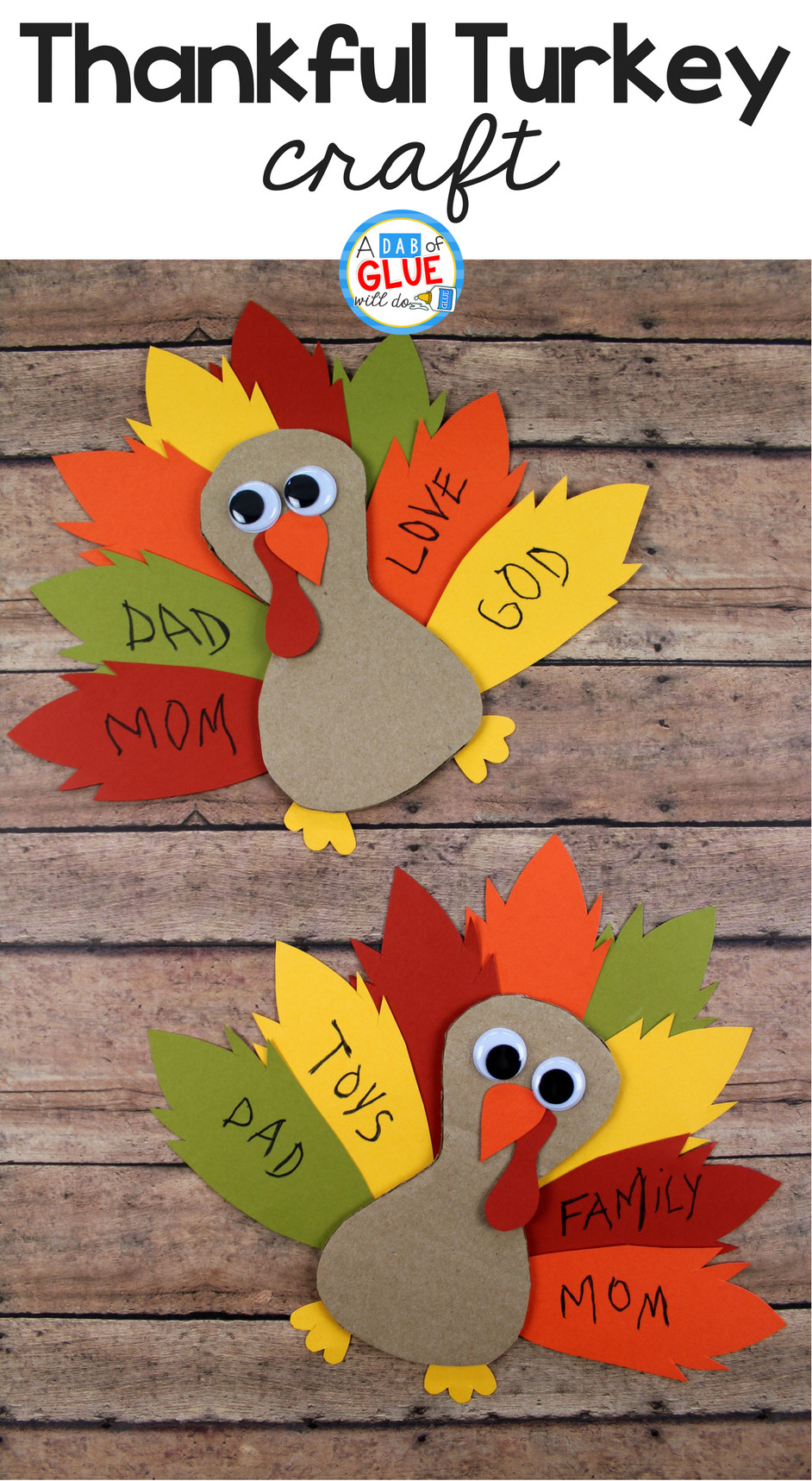 Thanksgiving Preschool Crafts
 Cardboard Thankful Turkey Craft