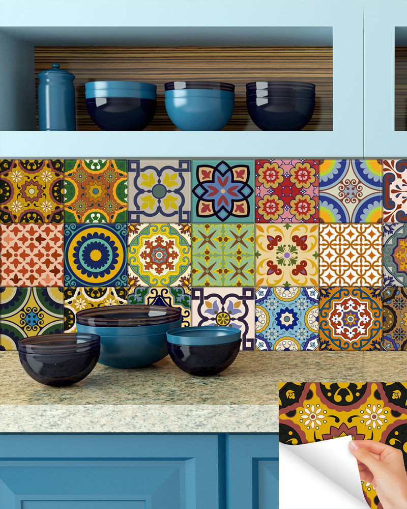 Tile Decals Kitchen Backsplash
 kitchen decals tile stickers DIY murals backsplash