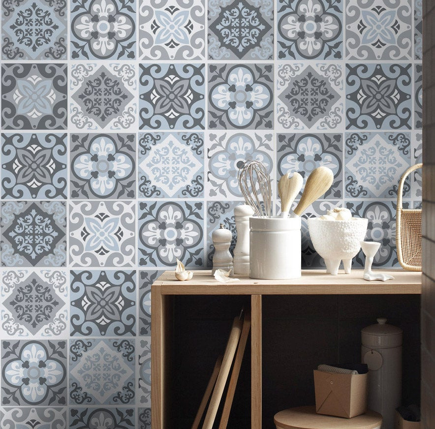 Tile Decals Kitchen Backsplash
 Tile Stickers Tile Decals Backsplash Tile Vintage Blue