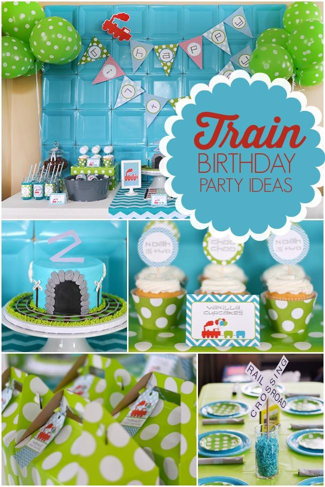 Train Birthday Party Decorations
 A Modern Train Themed Boy s Birthday Party Spaceships